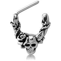 Brustwarzenpiercing Klicker Totenkopf und Rose - SCNC62